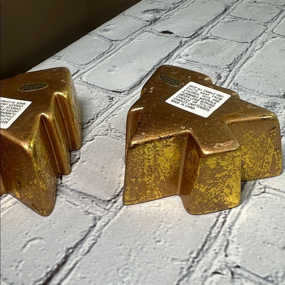 Gold Trimmed Christmas Tree Candles Handcrafted for Silvestri set of 2 candles - Picture 14 of 16